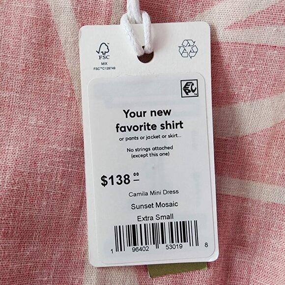 NEW Marine Layer Womens XS Dress Camila Mini Sunset Mosaic Hemp Blend Red Boho - Picture 10 of 14